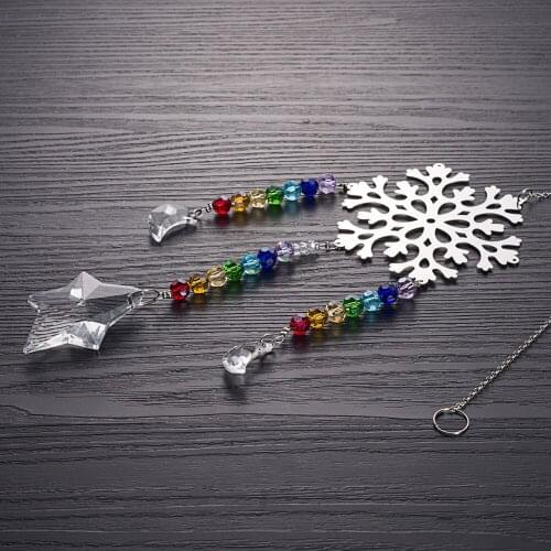 Fashion Snowflake Window Hanging Suncatcher Art Reiki Rainbow Ball Pendant Ornament Modern Room Decoration Wedding Accessories