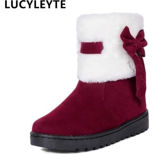 Fashion bow warm ladies comfortable breathable snow boots winter sleeve plush winter boots waterproof thick-soled non-slip boots