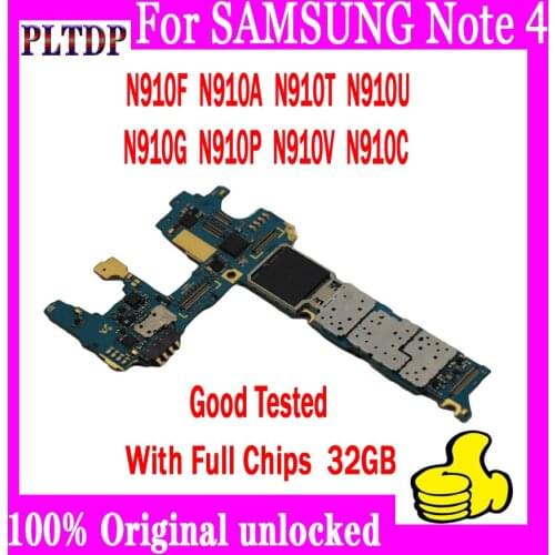 For Samsung Galaxy Note 4 N910U N910G N910A N910P N910V Original Motherboard 32GB Factory Unlock Logic Board