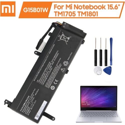 XaioMi Original Replacement Battery G15B01W for Xiaomi Notebook 15.6" TM1705 TM1801 GTX1050Ti/1060 171502-AK/AN/AA/I 3620mAh