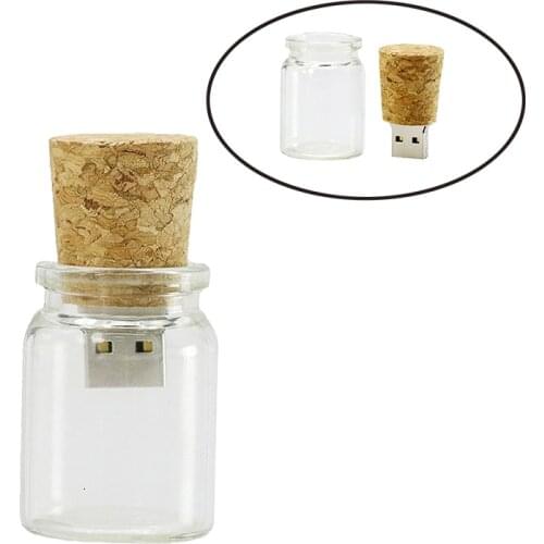 Drift Bottle Wishing Bottles Flash Memory Storage Card Pendrive 8GB 16GB USB 2.0 Pen Drive Plug Wood Flash Memory Stick Drive