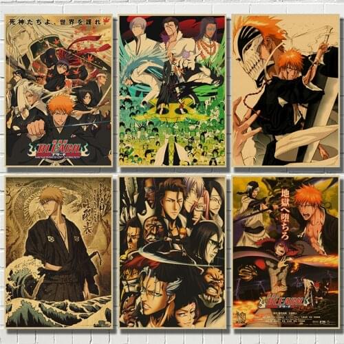 Bleach Kurosaki Ichigo Japan Anime Kraft Paper Poster Bar Cafe Decorative Painting Room Wall Stickers