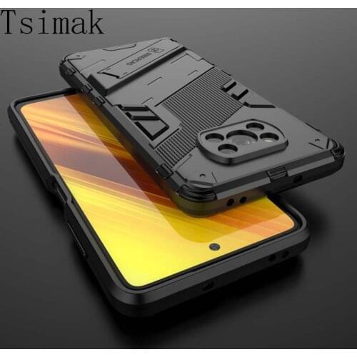 Shockproof Armor Case for Xiaomi POCO X3 NFC M3 F2 Pro Robot Holder Stand Phone Back Cover for Xiaomi Pocophone X3 Pro X2 F3