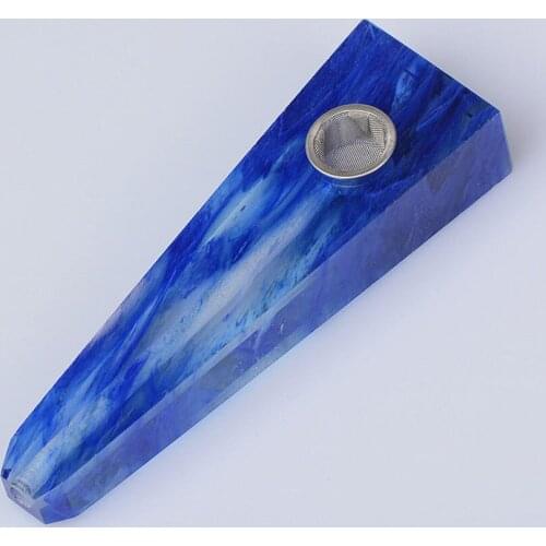Blue smelting quartz crystal tobacco wand stone square smoking pipes mineral crystals 1pcs