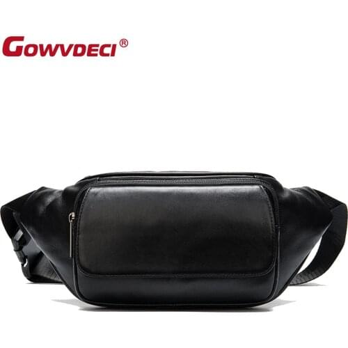 Genuine Leather trend sheepskin bag simple men and women fashion soft leather casual mobile phone waist bag
