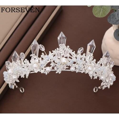 Baroque Crystal Crown Bridal Tiaras And Crowns Wedding Hair Accessories Pearl Tiara Bridal Crown Wedding Headpiece Hair Jewelry
