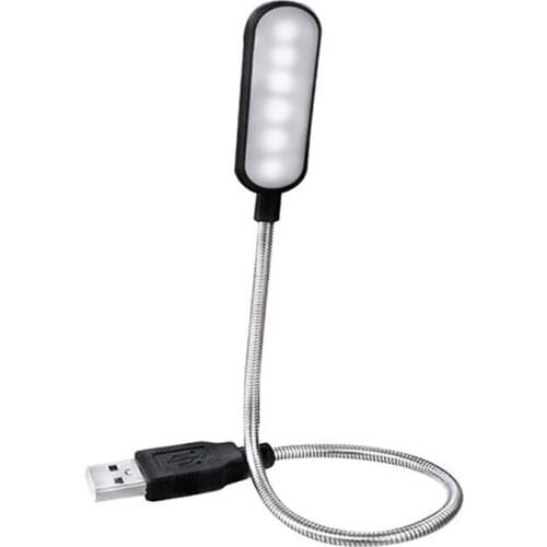 USB Reading Lamp with 6 LEDs, White Light, Flexible Gooseneck LED USB Light for Notebook Laptop, Desktop, Black, Blue, White