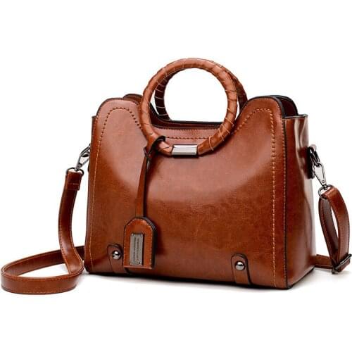 Vintage Leather Luxury Handbags for Women 2019 New Fashion Casual Shoulder Bags Designer Ladies Cross Body Tote Hand Bags BB19