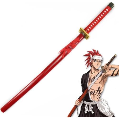 [Funny] 100cm Cosplay Anime Bleach weapon Abarai Renji Katana wooden Sword model Costume party Anime show Japan samurai sword