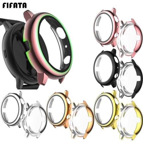 FIFATA PC Plating Full Package Protective Shell+Screen Tempered Film 2 IN 1 Watch Case For Samsung Active 2 40MM/44MM Watch