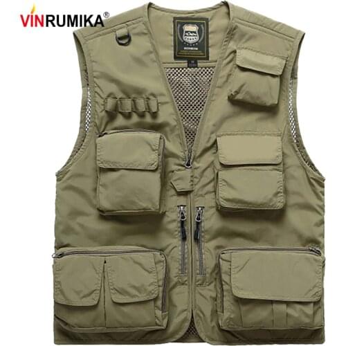 Large Size S-7XL Mens Summer Outdoor Fishing Mesh Vest Jacket Man Jungle Tactical Multi Pockets Travel Photography Waistcoats
