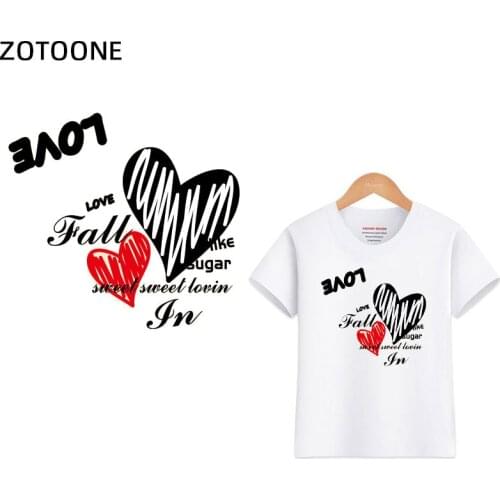 ZOTOONE Fashion Letters Washable Iron-on Transfers for T-Shirt Children Gift DIY Clothes Stickers Lovely Heart Heat Transfer H