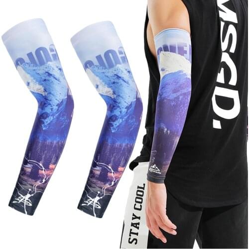 GOBYGO 1 Pair Sun Protection Sleeves Cool Feeling Breathability Anti-UV Outdoor Sports Cycling Running Fishing Arm Sleeve Unisex