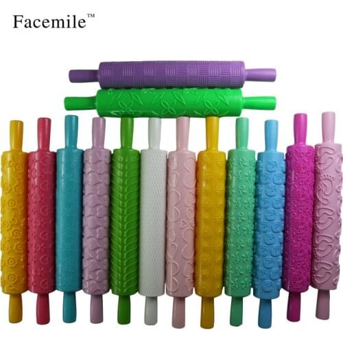 1PCS Plastic Pattern Rolling Pin Cake Embossing Roller Sugarcraft Decorating Rolling Pin DIY Kitchen Baking Tools