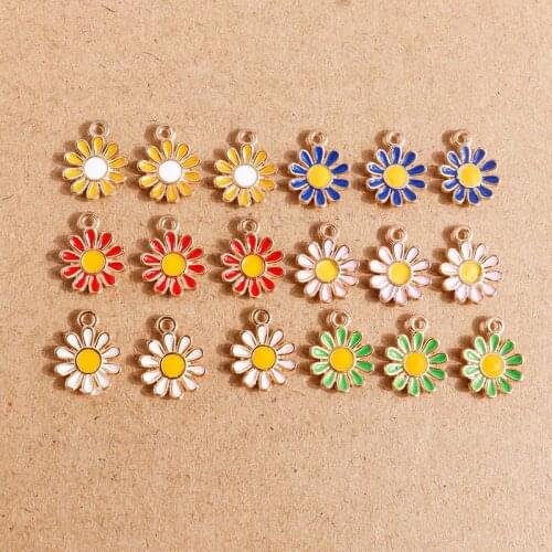 10pcs 11*15mm Candy Color Enamel Daisy Flower Charms for Making Cute Pendants Necklaces Earrings Bracelets DIY Jewelry Findings