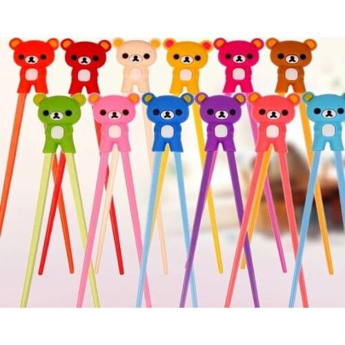 100 Pair Multicolor Learning Chopsticks Super Cute Cartoon Bear Kids Chopsticks Teddy Bear Children Gift Free Shipping