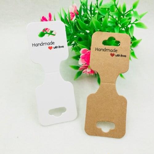100pcs Multicolor Paper Necklace Cards, Handmade With Love Hand Chain/Pendant Cards Jewelry Accessory Displays Packing Card