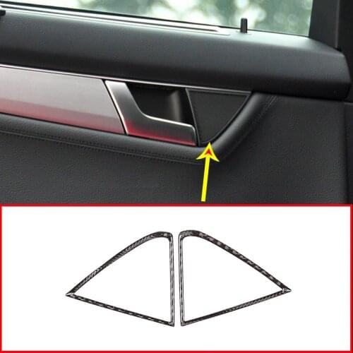 2pcs Carbon Fiber Car Rear Door Speaker Frame Trim Stickers For Mercedes Benz C Class W204 2007-2013 Accessories