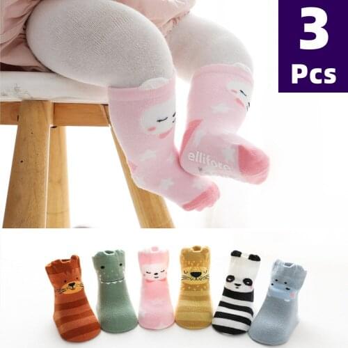 3 Pairs/lot Autumn Winter Socks for Newborns Baby Cute Cartoon Socks for Girls Thin Soft Cotton Boy Child Socks Infants