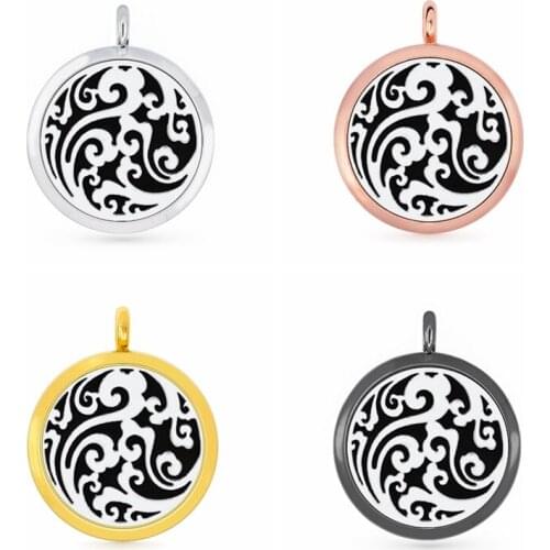 30mm Hollow Spoondrift Waves Aromatherapy Essential Oil Perfume Diffuser Locket Pendant with 6pcs PadS Fit Necklace key Chains