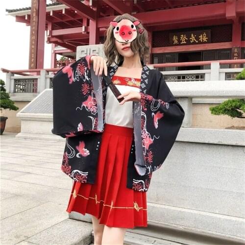 Asian Streetwear Oriental Clothing Women Hanfu Traditional Chinese Hanfu Set Japanese Style Black Harakuju Cute Outfits 30772