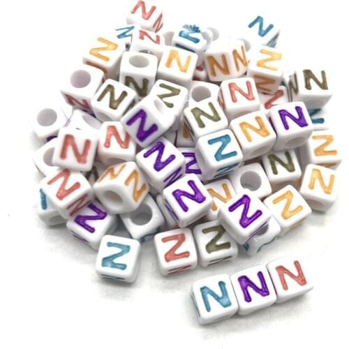 50pcs 7x7mm 26 Letter Beads Square Shape Alphabet Letter Beads Charms Bracelet Necklace For Jewelry Making Accessories #NNN