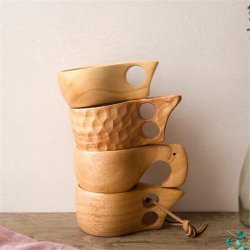 Household Portable Wood Coffee Mug Rubber Wooden Tea Water Drinking Mugs Milk Cups Drinkware Handmade Juice Lemon Teacup Gift