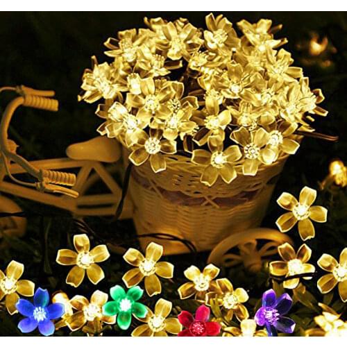 Cherry Blossom Flower Garland LED String Fairy Lights Crystal Flowers For Indoor Wedding Christmas Decors Purple with US/EU Plug