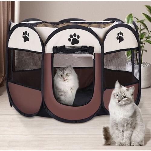 Dog Playpen Octagonal Portable Pet Cage Scratch Resistant Pet Playpen for Pregnant or Injured Cat Foldable Pet Exercise Tents