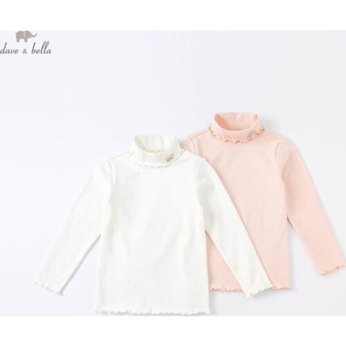 DKL20268 dave bella winter 5Y-13Y kids girls clothes children fashion letter solid T-shirt girls high quality fashion tees