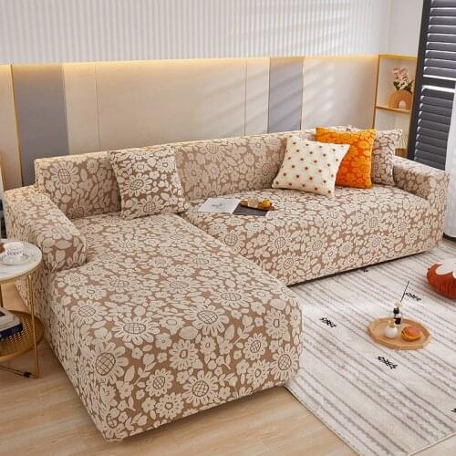 1/2/3/4seats Plants Sofa Cover For Living Room Funda Sofa All-inclusive Polyester Modern Elastic Corner Couch Slipcover 45002