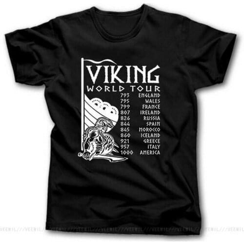 VIKING WORLD TOUR T-Shirt S-5XL ODIN THOR RAGNAR NORWAY NORGE VALHALLA Cotton Tshirt Tops Short-sleeved Tee Shirt
