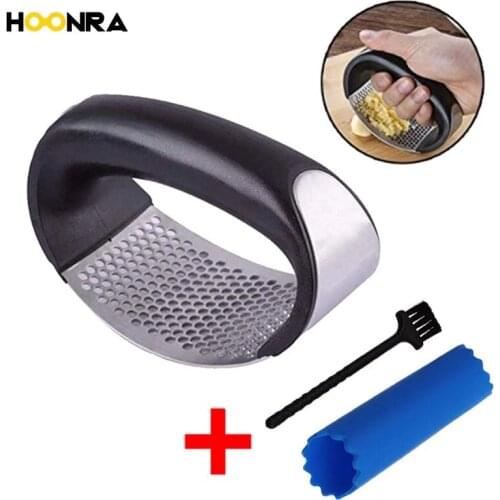 HOONRA Garlic Press Stainless Steel Garlic Rocker Squeezer Manual Garlic Peeler Ginger Cursher With Handle Kitchen Tools