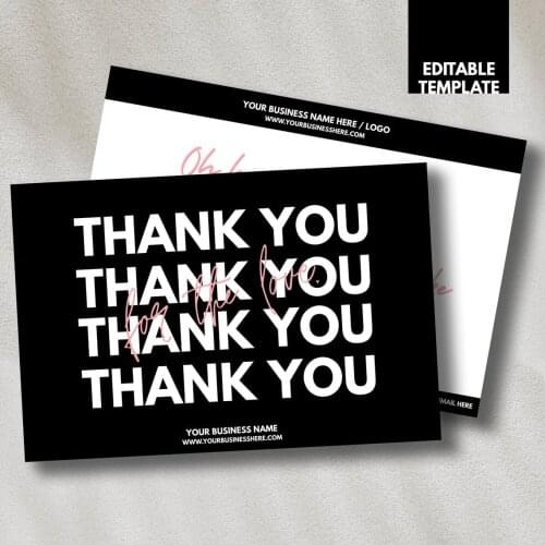 Custom Small Business Thank You Cards Personalised Thank You Business Cards Editable Business Thank You Card