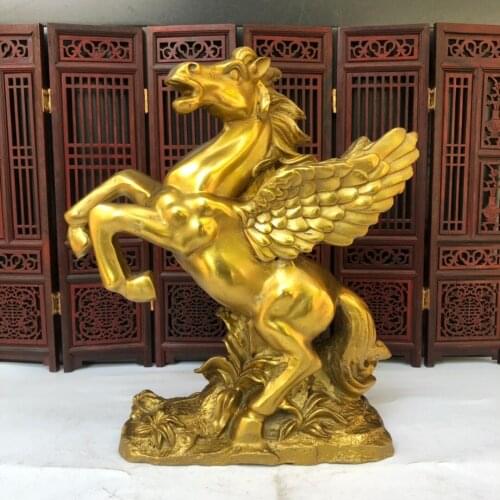 Collection Chinese Bras Flying Horse Statue,High Quality Home Art Decoration Metal Crafts Sculptures