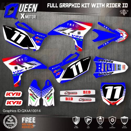 QUEEN X MOTOR Custom Team Graphics Backgrounds Decals 3M Stickers Kit For YAMAHA 2010-2013 YZF250 014