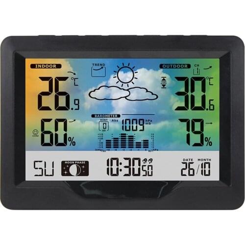 LCD Screen Weather Forcast Station Calendar Thermometer Hygrometer Clock
