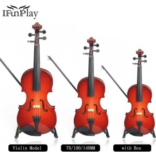 Mini Violin Upgraded Version With Support Miniature Wooden Musical Instruments Collection Decorative Ornaments Model