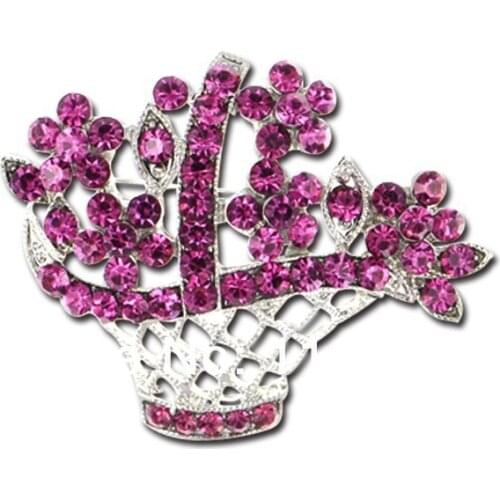 Min Order $10!! Free Shipping Flower Basket Crystal Brooches Pin Fashion Costume Jewelry Nice Gift X9010