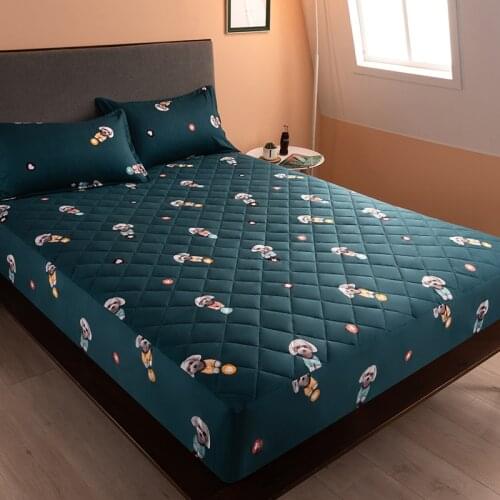 Fashion Printing Quilted Mattress Cover Washable Fitted Sheet Breathable Bed Cover Queen King Mattress Dust Cover 180x200cm