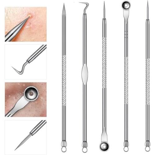 2/3/4/5PCs Stainless Steel Professional Blackhead Remover Tool Set Blackhead Acne Blemish Extractor Spot Remover Tool Needles