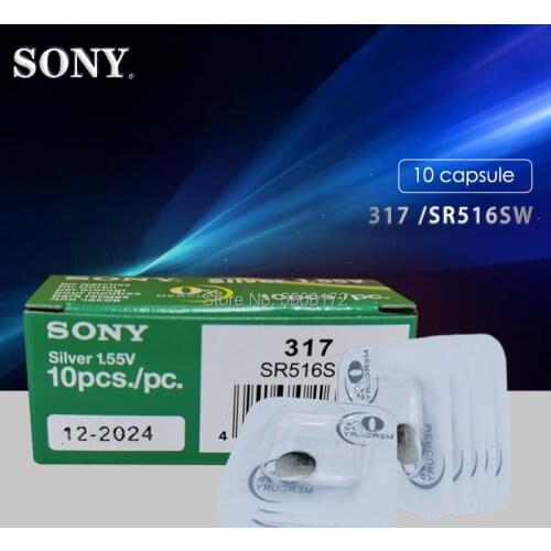 10pack For Sony LONG LASTING 317 SR516SW SR62 D317 V317 Silver Oxide Watch Battery Single grain packing