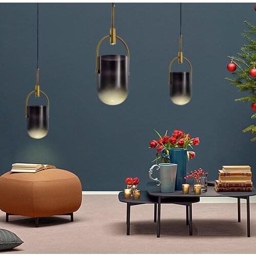 Nordic modern design Gradient Glass pendant lights for living room bar Bullet Head hang lamp creative dining room light fixtures