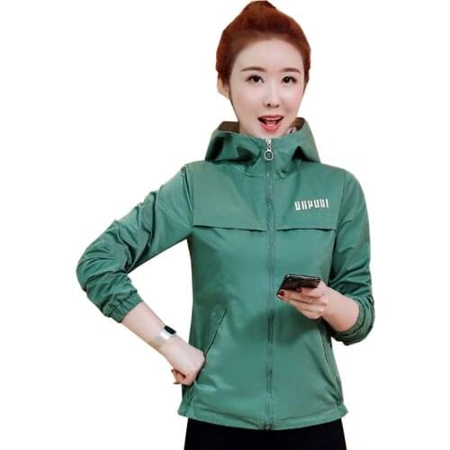 Fashion New Women Trench Coat Spring Autumn Short Coat Female Casual Loose Hooded zipper Outerwea Female Windbreaker Plus Size