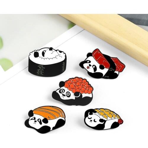 New sushi creative fun panda alloy sushi brooch clothing accessories wholesale