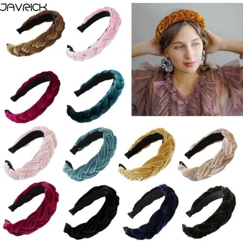 Korean Handmade Weave Braided Wide Headband Ethnic Women Girl Thicken Velvet Hair Hoop Glitter Solid Color DIY Styling Headpiece