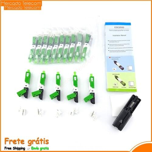 50/100/200PCS/Lot ESC250D SC APC Single-Mode Fiber Optic Quick Connector FTTH SM Optic Fast Connector