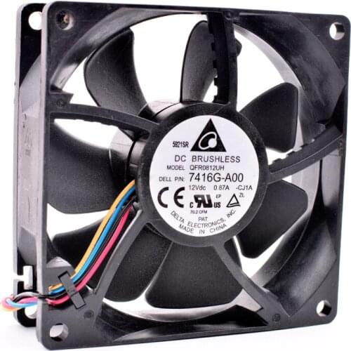 Original QFR0812UH 7416G-A00 8cm 8025 80mm fan DC12V 0.87A server chassis CPU cooling fan