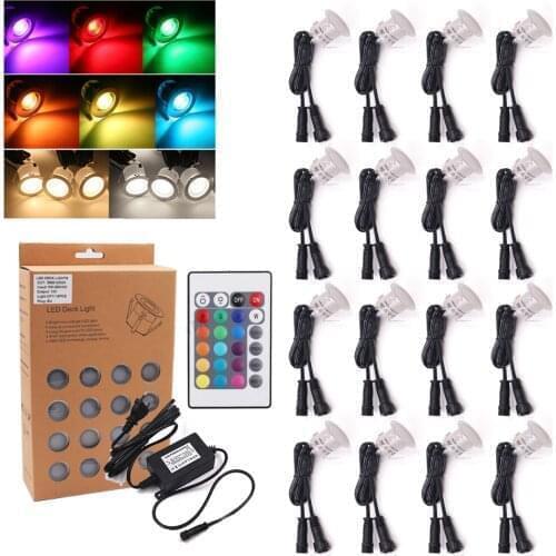 DC12V RGB LED Deck Light IP67 Waterproof Warm /Natural White Garden Pathway Landscape Lamp Underground Lamp EU/US/UK/AU Set