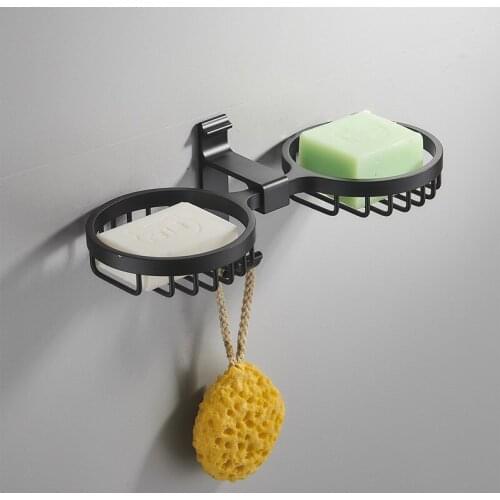 Soap Dish Bathroom Soap Holder Tray High Quality Aluminum Soap Rack Shelf Wall Mounted Accessories Shower Plate Storage Basket